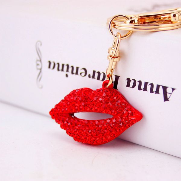 

creative car pendant key chain cute red lip metal key chain women's bag accessories metal pendant, Silver