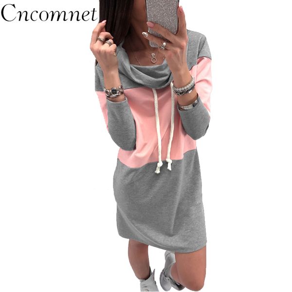 

autumn women fashion bodycon dress vestidos pink and gray patchwork color full sleeve turtleneck casual dress, Black;gray