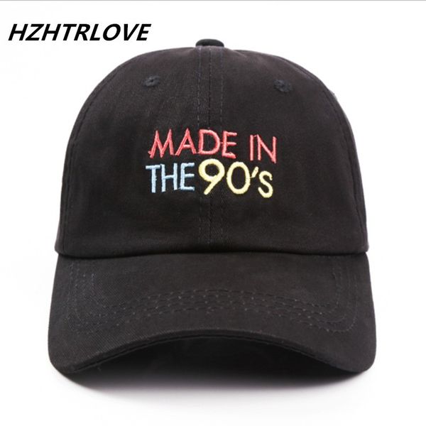 

letter made in the 90's snapback cap cotton baseball cap for men women adjustable hip hop dad hat bone garros, Black;white