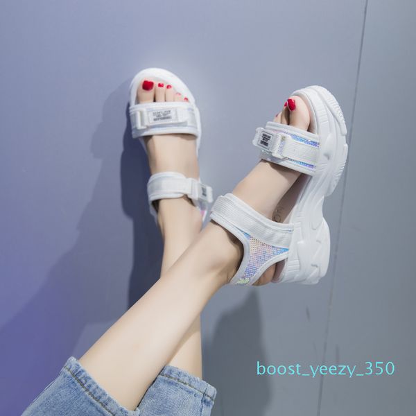 

2020 thick bottom wild female summer new wedge heel high-heeled sports increased fairy cool beach b35, Black