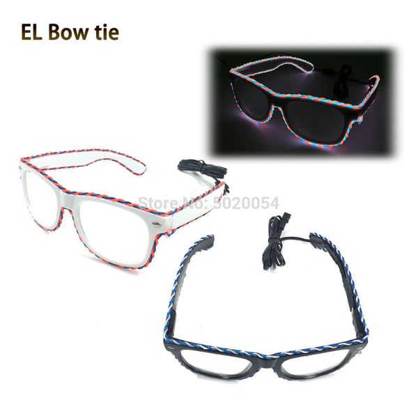 

6 colors choice luminous accessories el light glasses colorful glowing women led glasses for party concert supplies, White;black