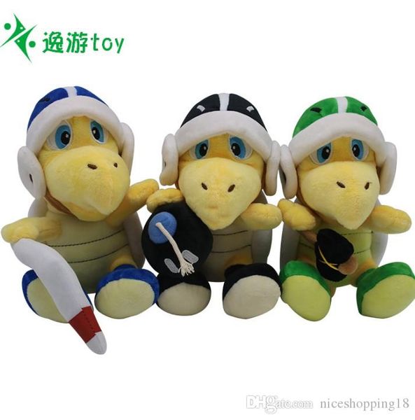 

18cm super mario bros plush koopa troopa with hammer boomerang landmine bomb plush toy stuffed toys doll gift for kids 1pcs lxhua