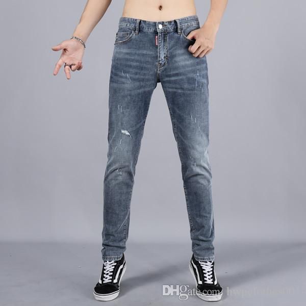 

2020 mens designer ripped jeans with patches distressed destroyed mens skinny male motorcycle streetwear mens joggers trouser, Blue
