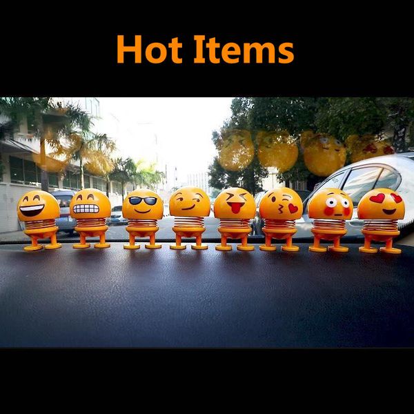 

Emoji Car Decoration ABS Funny Emoji Shaking Head Dolls Automobile Dashboard Decoration Creative Smiley Cute Shy Expression Decor Toys