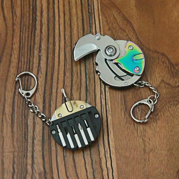 

1pcs multi function folding cutter plier mini screwdriver coin keychain portable tool for outdoor and home