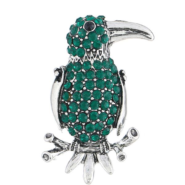 

new coloured water drill brooch fashionable personality woodpecker brooch female european and american popular jewelry, Gray