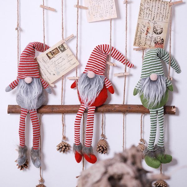 

christmas decoration striped hat hanging leg no face doll decoration christmas favor party decorations for home new year gift