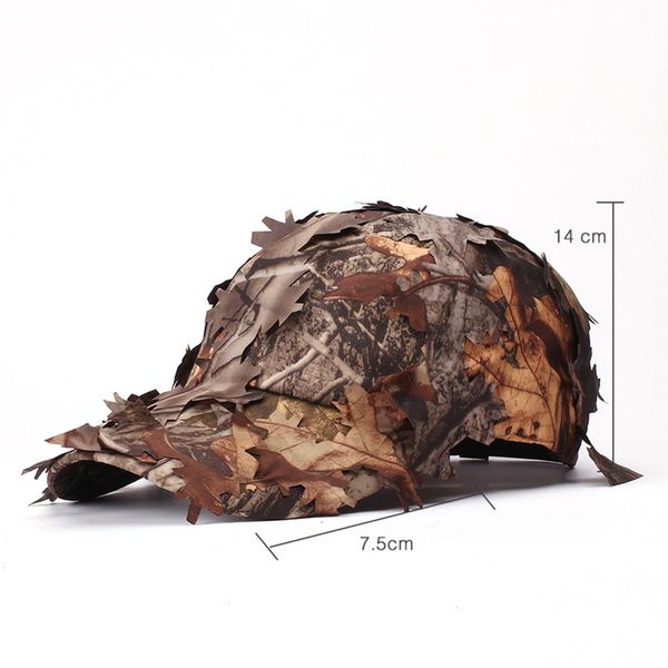 

camouflage outdoor tactical military cap with bionic leaf army camo hunting hat sniper hidden jungle 3d leaves hunting hats, Black;white