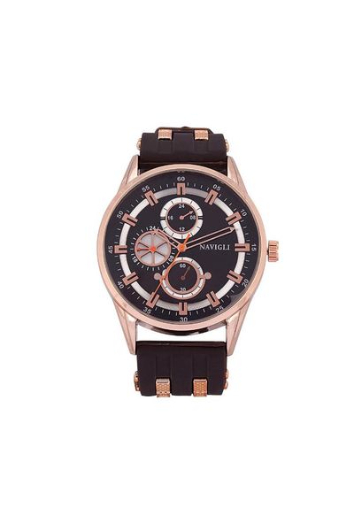 

navigli male clock 7187s03, Slivery;brown