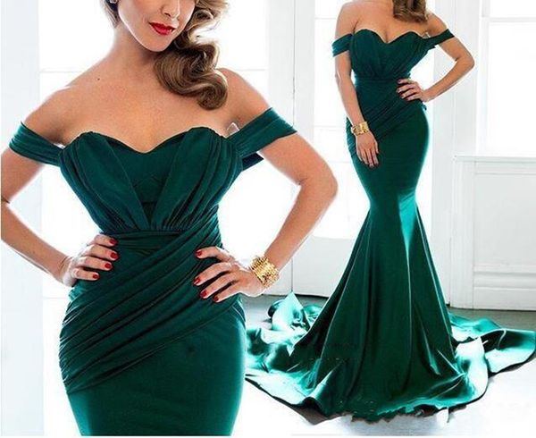 

2019 new formal evening dresses off shoulder chapel train satin plus size 2018 arabic long dresses bridesmaid prom gowns custom made, Black;red