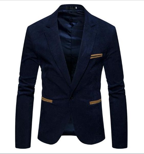 

men designer corduroy blazer fashion single button solid color jacket casual v-neck long sleeve jacket men clothing, White;black