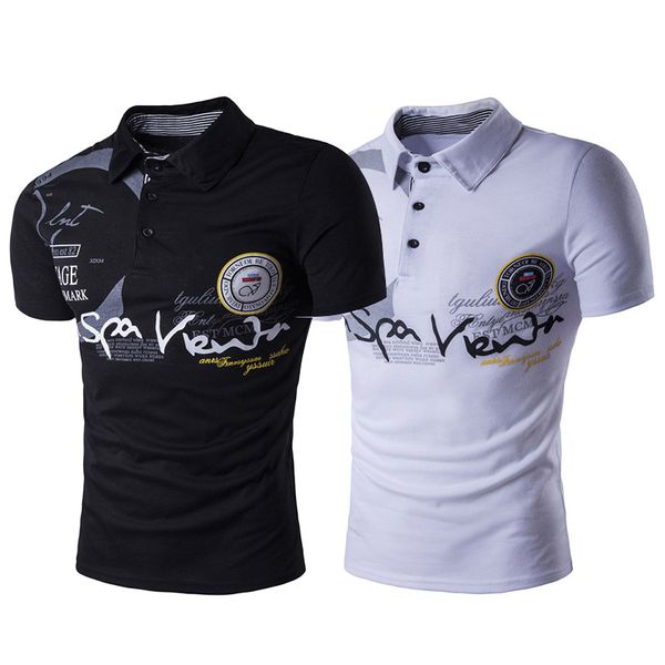 

Designer Mens Summer 100 %Cotton Black Gray Cheap Polo Shirt Short Sleeve Man Polo Shirts Casual Fashion Printed Polo Shirt for Man