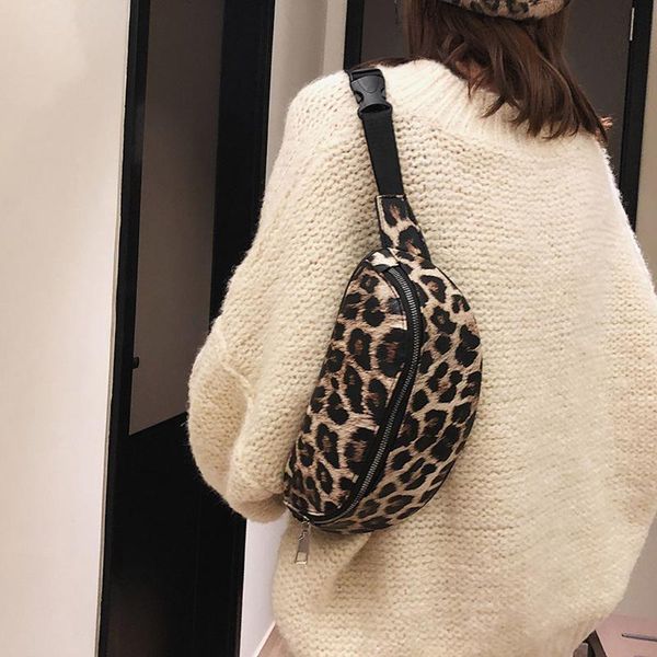 

waist bag women leopard print zipper belt bags neutral outdoor sport chest bag pu leather casual wild waist bags torebka damska