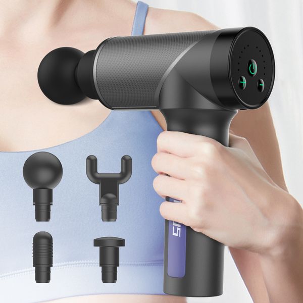 

massage gun portable electric deep tissue percussion muscle massager drill, hand held cordless design, full body pain relief