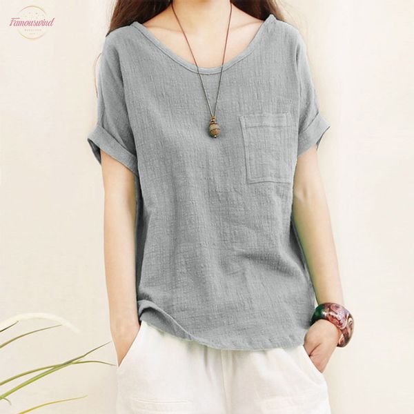 

блуза женщина blusas mujer de moda с коротким рукавом карман хлопок и лен рубашка топ блуза chemisier femme женщины блуза, White