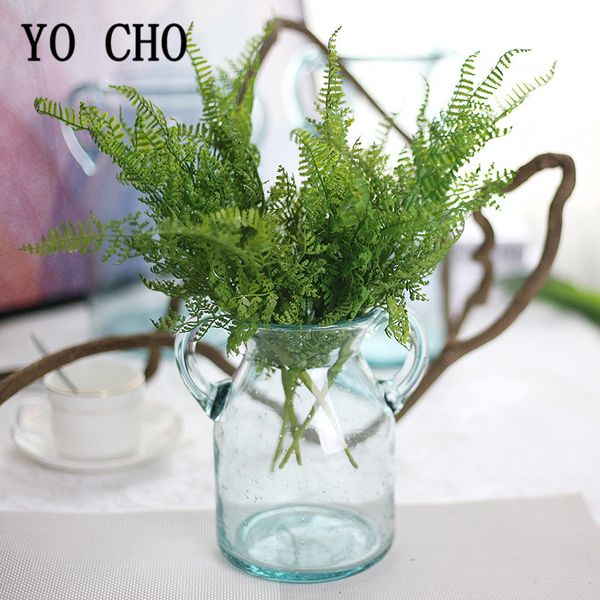 

yo cho 34cm pe artificial fern leaves plants pretty fake lifelike plastic wedding background decor immitation fern leaves plants