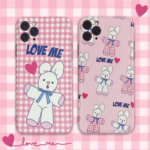 

suitable for iphone 11pro max mobile phone case cute cartoon lattice bunny soft shell