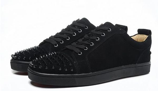 

luxury party wedding shoes mens womens black suede with black spikes toe low sneakers,design causal shoes 36-46 drop shipping