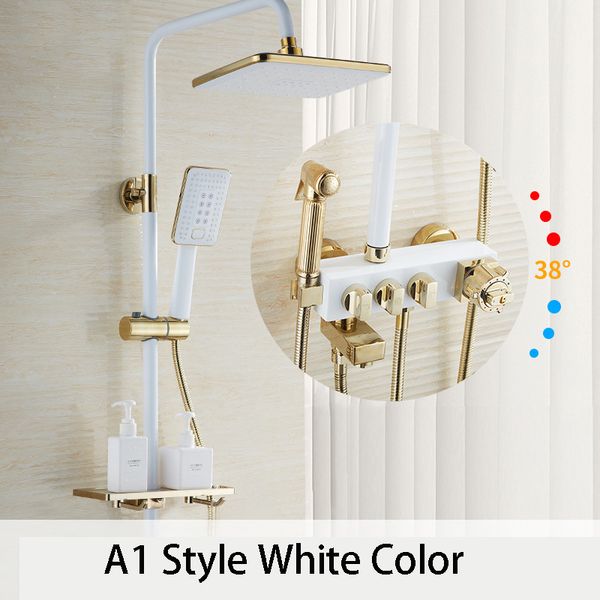 

bathroom black white golden shower set with bidet with shelf gold shower set bathroom thermostatic shower set