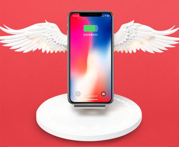 

qi wireless chargr dock 10w angel wings fast charging with night light phone holder universal cellphone type c for iphone x samsung s9
