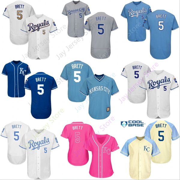 

Custom Kansas City 5 George Brett Jersey Royals Jerseys Cooperstown Cool Base Flexbase White Black Red Grey Home Away Men Women Youth Cheap