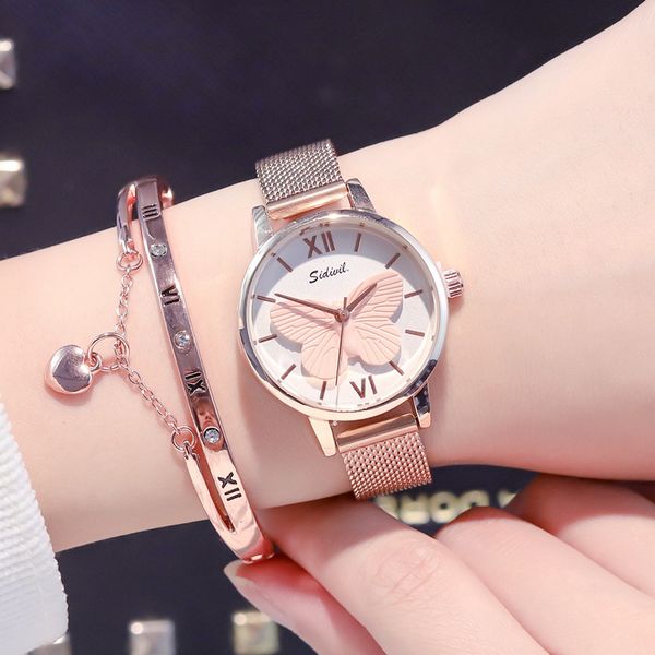 

js women quartz steel wristwatches fashion butterfly exquisiteÂ creativity wrist bracelet watches female ladies watch, Slivery;brown