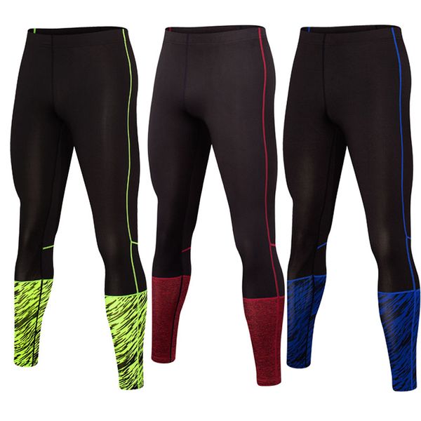 

men's compression tights pants jogging fitness workout running sport pants quickly dry basketball trouser men cycling leggings, Black;blue