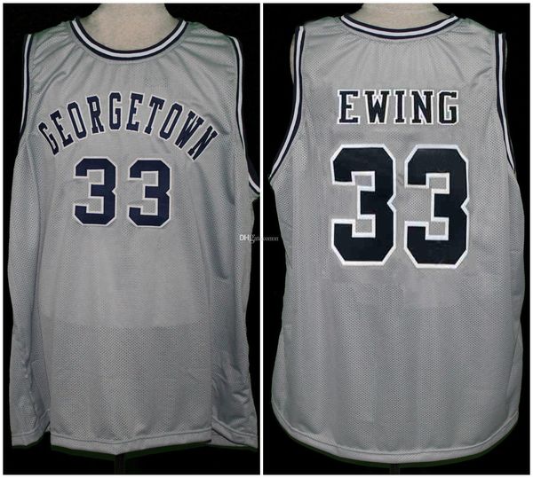 Georgetown Hoyas College Patrick Ewing #33 Gray Retro Basketball Jersey Mens ed personalizzato qualsiasi numero di nomi numerici
