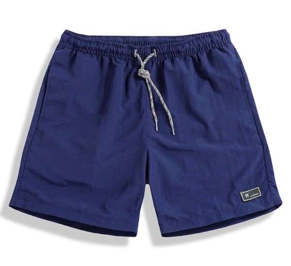 

summer fashion mid-rise waistline solid color straight 5-point pants men's plate shorts men's surf shorts swim pants, Brown;gray
