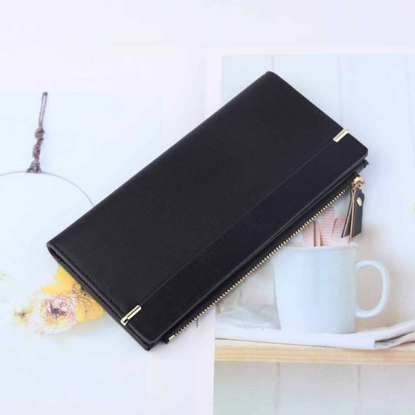 

wallets & holders long women wallet new retro matte buckle folding multi-functional large-capacity clutch purse, Red;black