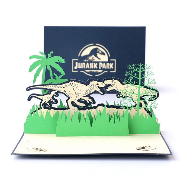 

personality children handmade greeting card creative 3d greeting cards jurassic dinosaur hollow card for birthday gift