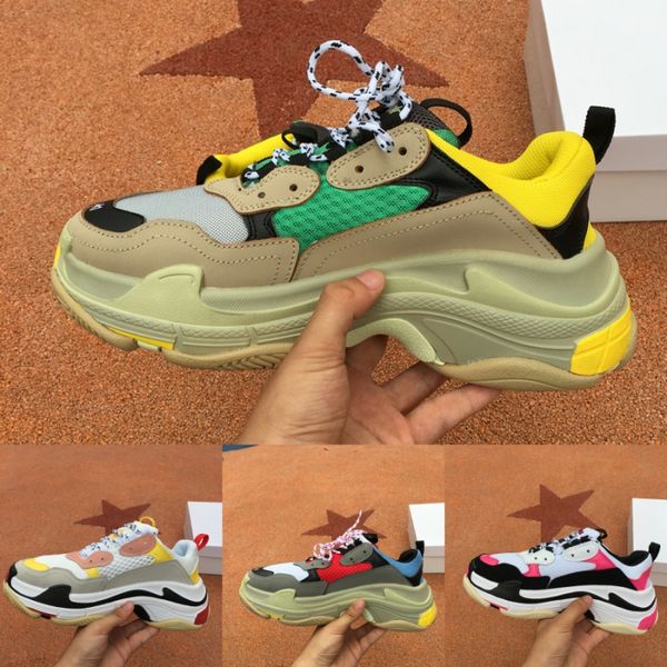 

fashion designer paris crystal bottom triple s platform men women black white red pink patchwork casual dad shoes tennis increasing sneakers