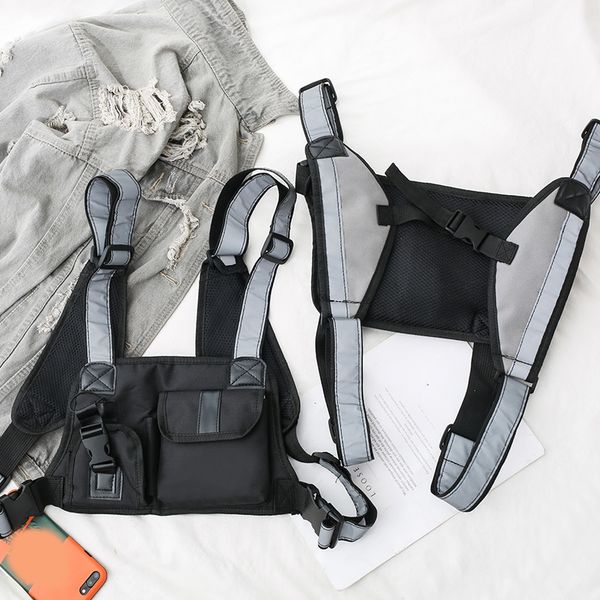 

men chest rig bag front hip hop streetwear cool functional tactical chest bag cross waist radio harness backpack