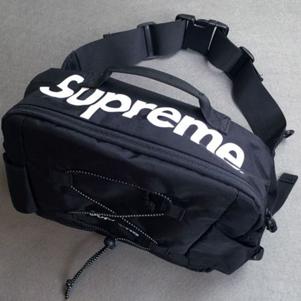 

Sup 18ss Сумка через плечо Черная талия Сумка Мужчины Холст Хип-хоп Поясная сумка Муж