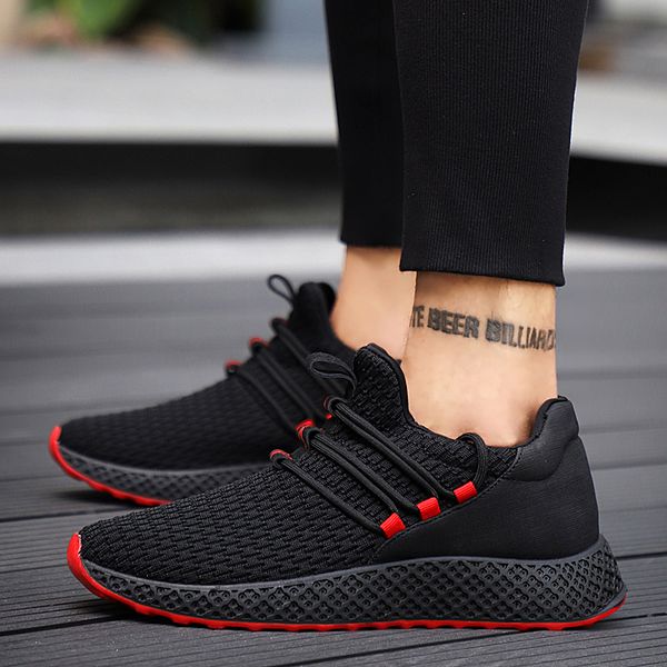

men sneakers black mesh breathable running sport shoes male lace up wear-resistant men low athletic sneakers zapatillas hombre