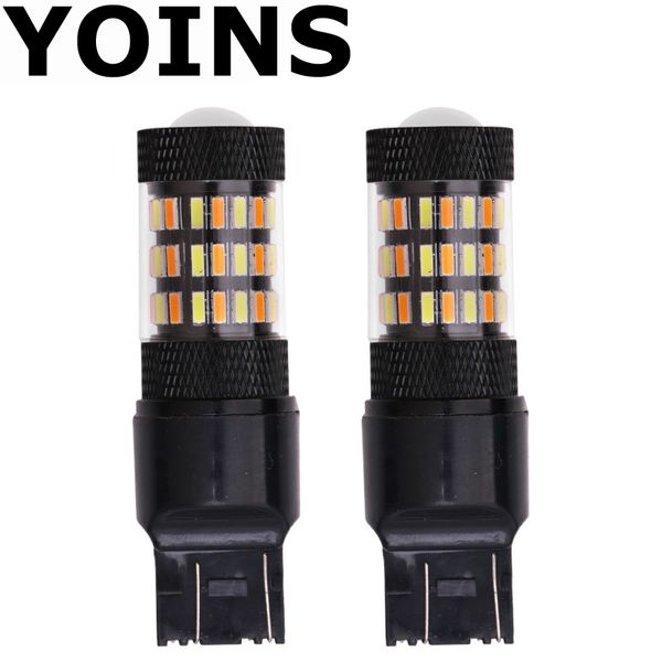 

2018 new 2pcs/lot 60 smd 4014 1157 3157 7443 dual color white / amber car led daytime running & turn signal brake lights
