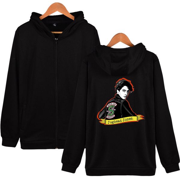 

2019 southside riverdale new prints casual zipper hoodies for women/men autumn streetwear zipper hoodies plus size, Black
