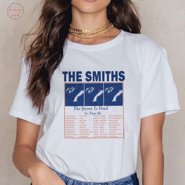 

smith отпечатано пуловер топ мода лето женщин смешные rock band chic harajuku сыпучие o шеи коротким рукавом повседневная женщины тенниска, White