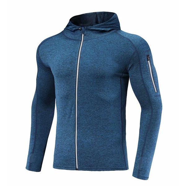 

men's running jacket sports coat reflective zipper hoodies running fitness training long sleeve sportswear, Black;red
