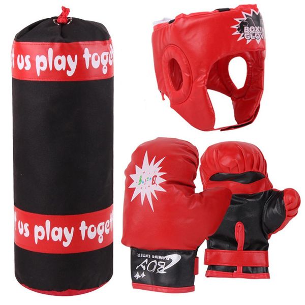 

children's boxing punching bag boxing gloves helmet set fitness accessories kids exercise sandbag kit kids fitness toy