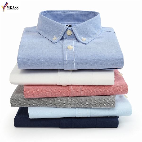 

2017 autumn men's long sleeve shirt solid color 100% cotton casual plus -5xl dress shirts men's camisa masculina, White;black