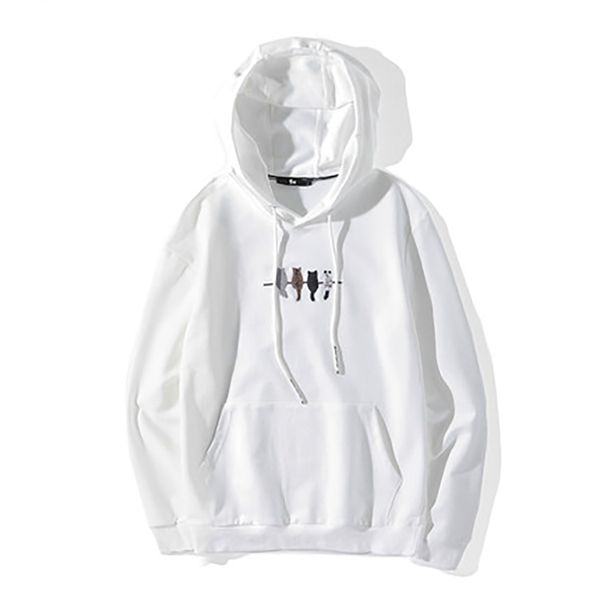 

embroidery korean loose hoodie solid colour cool streetwear hip hop hoodies cat black tracksuit erkek mont mens hoody 50wy071