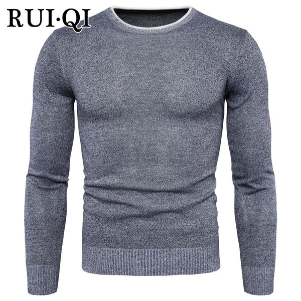

rui qi warm men sweater round neck solid pullover long sleeves sweater clothes for man knitting c1-10-y960, White;black