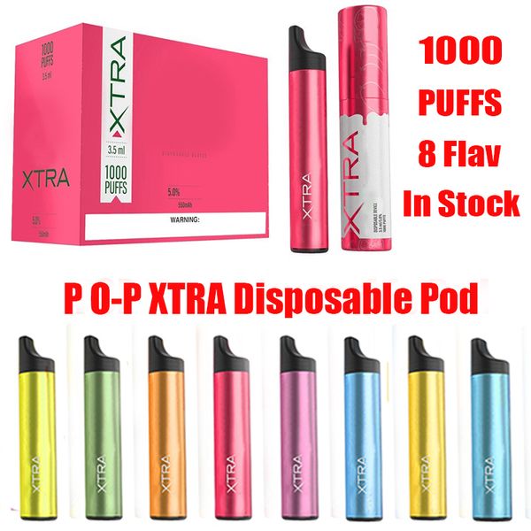 

Поп-экстра одноразовые под устройства набор 550mah аккумулятор 3,5 мл картриджа 1000 затяжек анти утечки Vape ручка пустой пшик против Биди мистер пара HYPPE бар наборы