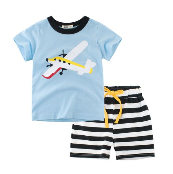 Enfant Bébé Filles Garçons Stripe T shirt Tops Shorts Pantalon Costume Vêtements Set