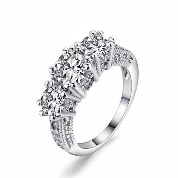 

white snow zirconium stone ring ma'am jewelry gift, Silver
