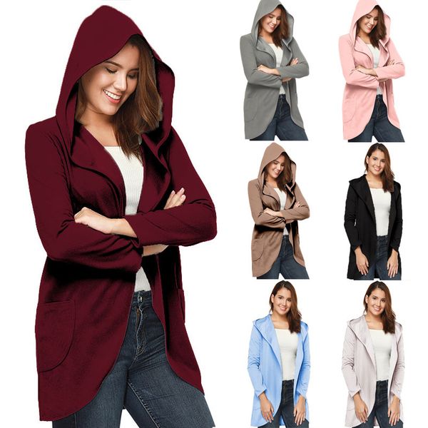 

autumn and winter explosions solid color hooded comfortable casual windbreaker jacket, Black