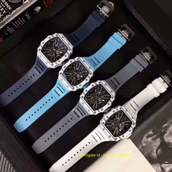 

sport luxury mens watches 12-01 stable automatic wristwatch tpt carbon fiber case rubber strap pin buckle swiss male watchs, Slivery;brown