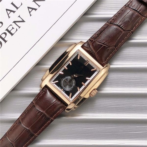 

official luxury mens watches gondolo 5124g-011 series automatic watch real genuine leather sapphire glass mechanical wristwatch 34*43mm, Slivery;brown