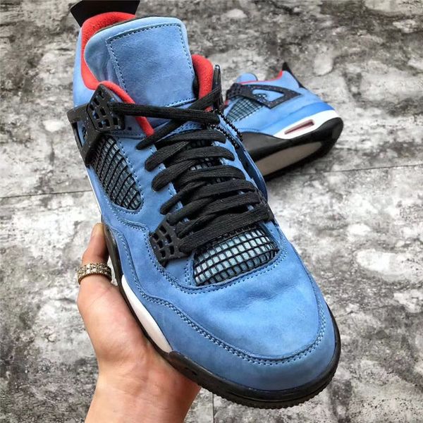 

2019 authentic 4 x travis scott cactus jack 4s iv houston oliers university blue varsity red men basketball shoes outdoor sport shoes